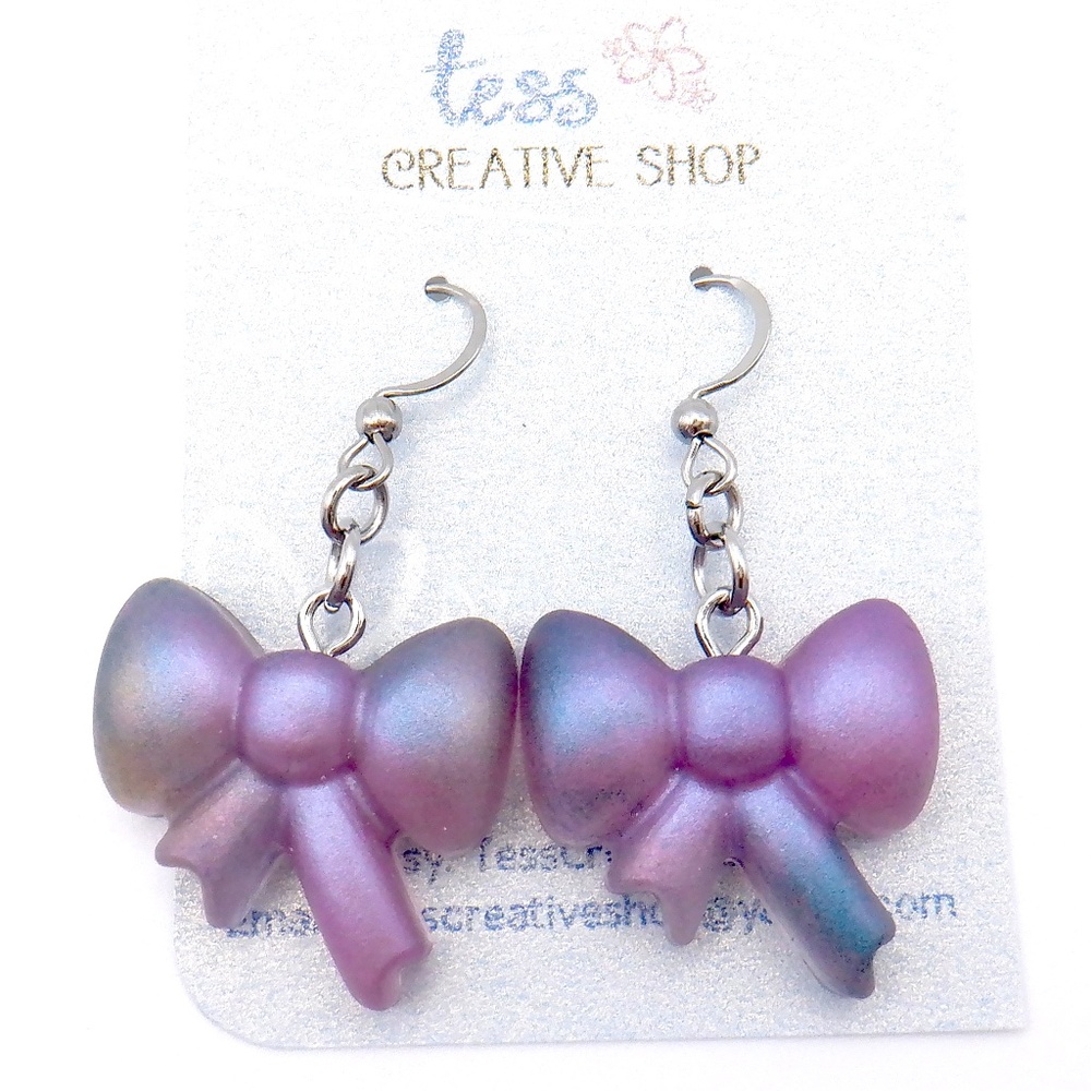 Handmade Resin Bow Earrings NEW
